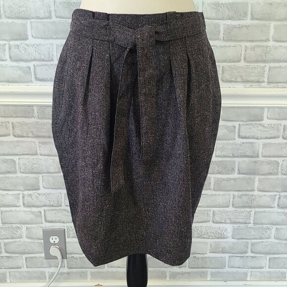 Downeast Donegal Belted Skirt Dark Gray Pleated Women L Classic Career Basic NEW - Picture 1 of 8